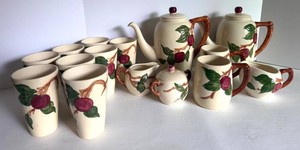 Franciscan Apple Coffee Pots, Mugs, Sugar Bowl, Creamer & Glasses Mixed Lot