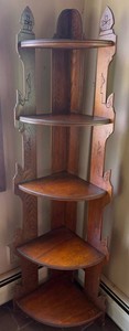Vintage Wood Corner Shelf Unit