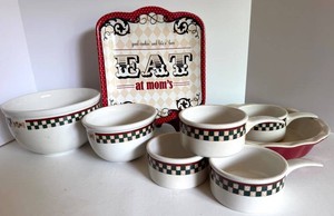 Betty Crocker Country Inn Collection Stoneware Bowl Set With Eat at Moms Tray