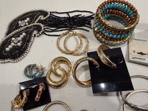 Mixed Costume Jewelry Lot - Necklaces, Bracelets, Earrings & Rings