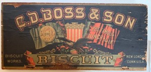 Vintage C.D. Boss & Son Biscuit Works Sign 22.5 X 10.5 in