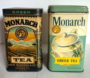 Vintage Monarch Green Tea Tins (Lot of 2)