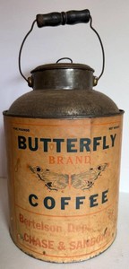 RARE Vintage Butterfly Brand Coffee Canister 10 Tall