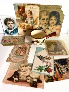 9-Piece Vintage Victorian Trade Cards & Quote Cup Mixed Lot