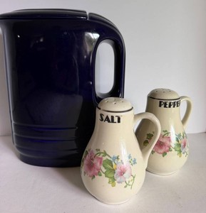 Westinghouse Hall China Cobalt Blue Pitcher and Salt & Pepper Shakers Mixed Lot