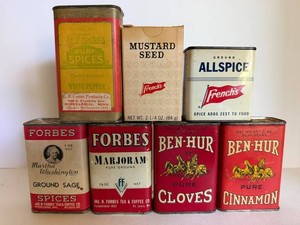 Vintage Spice Tins Mixed Set of 7