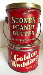 Vintage Stones Peanut Butter & Golden Wedding Coffee Advertising Tins