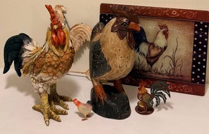 Rustic Rooster Decor Mixed Lot of 5