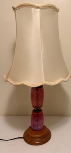 Fenton Hobnail Glass Table Lamp With Shade - Untested