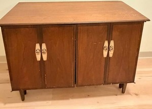 Vintage Mid-Century Modern Hideaway Table Cabinet