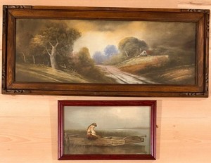 VIntage Framed Artwork Pair Featuring a William Henry Chandler Print & Alone and Forsaken by German artist Heinrich Vosberg,