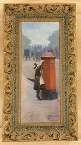 Framed Gilt-Style Print Reproduction of Posting a Letter by Albert Ludovici Jnr