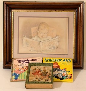 Framed Babys Mother Goose Print With 3 Childrens Books