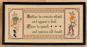 Vintage Framed Cross Stitch Quote Sampler 20 X 10 in