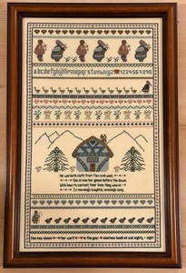 Vintage Theresa Niesen Cross Stitch Framed Sampler