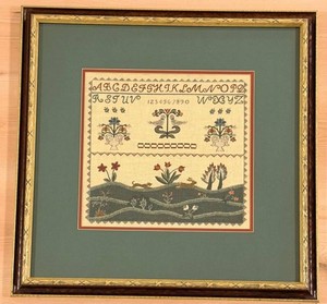 Vintage American Sampler Framed Cross Stitch