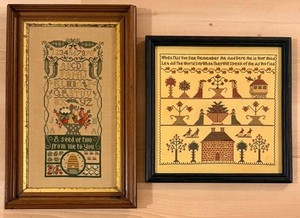 Vintage Framed Cross Stitch Art Pieces (Lot of 2)