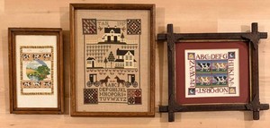 Contemporary Framed Cross Stitch Artwork Set of 3