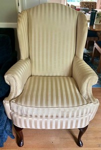 Striped Upholstered Wingback Chair