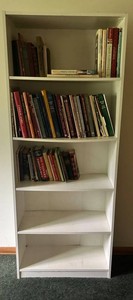 White Bookcase With Assorted Books 28 X 12 X 71 in