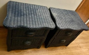 Pair of Black Wicker Nightstands 22 X 18 X 23 in