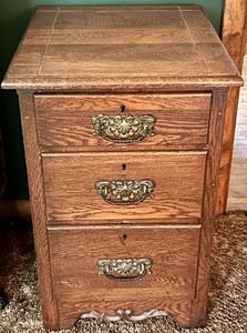 Wood Three-Drawer Nightstand 17 X 19 X 25 in