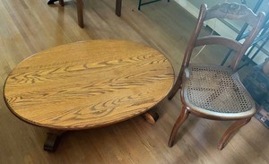 Oval Table & Caned Chair Set (2 Pieces)
