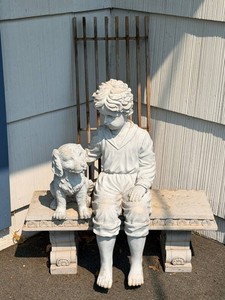 Decorative Garden Figure, Bench & Trellis Mixed Lot