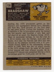 1971 Topps Terry Bradshaw #156 Football Rookie Card