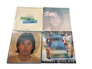Vintage Vinyl Records - The Beatles at the Hollywood Bowl (1977, Capitol Records), John Lennon (Imagine, 1971 Apple), George Harrison (Thirty Three & 13, 1976 Dark Horse), and McCartney II (1980, Columbia Records)