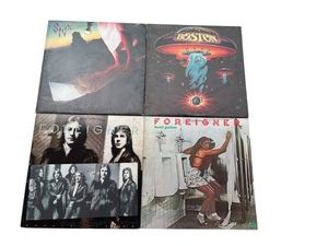 Vintage Vinyl Records - Foreigner (Double Vision, 1978 Atlantic Records), Foreigner (Head Games, 1979 Atlantic Records), Boston (1976 Columbia Records), and STYX (Cornerstone, 1979 A&M Records)