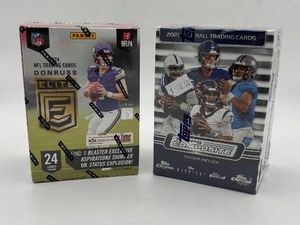 Lot of 2 NFL Football Card Blaster Boxes Including 2024 Panini Donruss Elite and 2023 Topps Composite