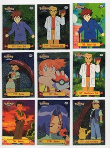 Lot Of 9 Topps TV Animation Pokmon Cards Including TV1 Ash Ketchum, TV3 Misty, and More