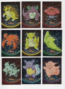 Lot of 9 Topps TV Animation Pokmon Cards Including #35 Clefairy, #46 Paras, and More