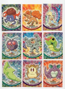 Lot Of 9 Topps TV Animation Pokmon Cards Including #44 Gloom, #37 Vulpix, and More