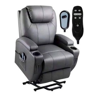 Gray Leather Power Lift Standard Recliner with Power Lift