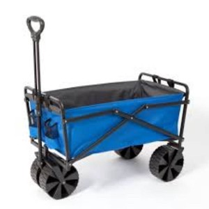Seina 150lb Capacity Folding Steel Frame Outdoor Utility Wagon Cart, BlueGray
