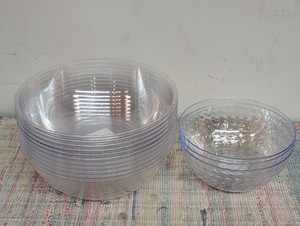 3 Clear 96oz Dimple Bowls, 11 Clear 5qt Party Bowls