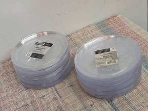 Set of 10,12pc Premium 9 Round Clear w Designs Scroll Plates
