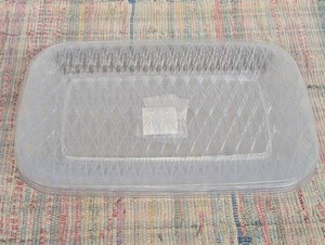 Set of 8, Clear Large Rectangular Platters 16.1in x 10.63in