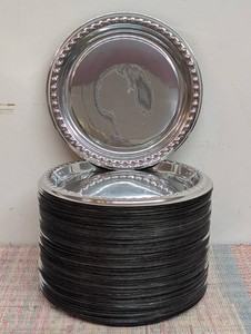 Massive Lot Of Silver 15in Round Party Trays