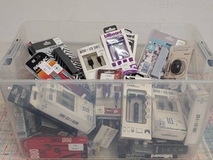 Bulk Lot of Earbuds, Portable Power Banks, Bluetooth Aux Receivers, & Various Chargers and More