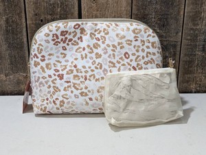 Sonia Kashuk Large Dome Case, Makeup Bag, Rose Gold Leopard, 2 Pieces