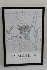 Ismailia Egypt Framed Map Print 19 X 13 in