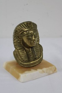 Egyptian Pharaoh Bust Figurine on Onyx Base 4 x 4 x 5.5