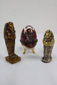 Egyptian-Style Figurine and Egg Trinket Box Set (Miniature)