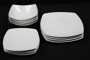 Gibson Home White Square Dinnerware Set of 12