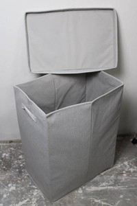 Gray Fabric Storage Hamper With Lid 26 Tall