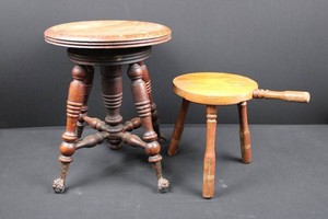 Pair of Vintage Wooden Turned Stools