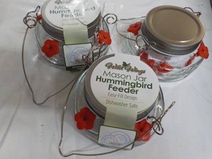 3 Mason Jar Hummingbird Feeders...